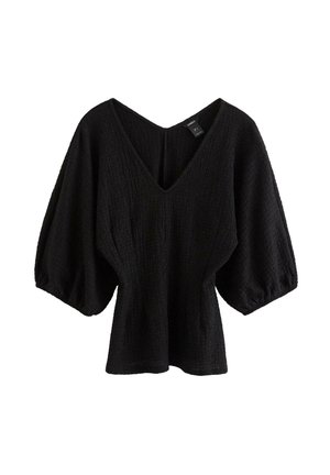 Lindex, LINDEX PEPLUM TOP LINDEX - Langærmet T-shirt - black