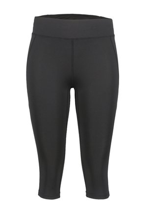 Leggings capri neri, elasticizzati, con una ampia vita elastica e cuciture piatte per il massimo comfort. Texture liscia e senza motivi o decorazioni particolari.
