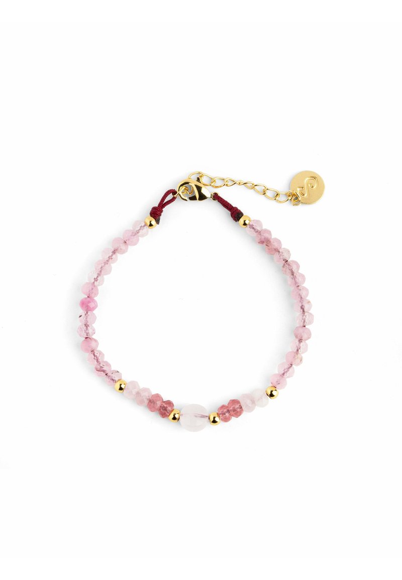Singularu CATS EYE AMULET - Pulsera - rose quartz y oro
