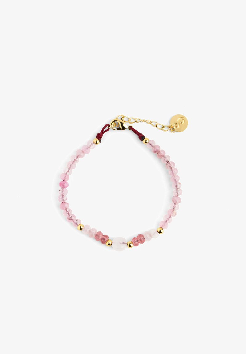 Singularu CATS EYE AMULET - Pulsera - rose quartz y oro