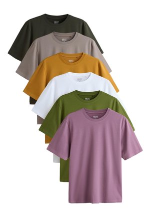 Next, T-SHIRT 6 PACK STANDARD - T-shirt basic - white olive green stone purple yellow