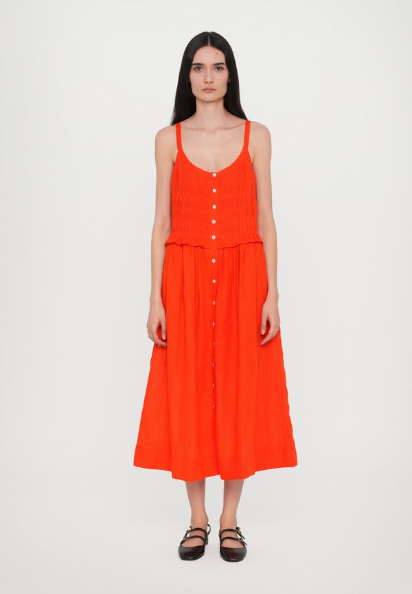 ZORA SOLID TANK BUTTON DOWN DRESS  - Day dress - chili