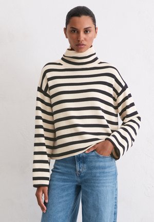Pullover - striped raw cream