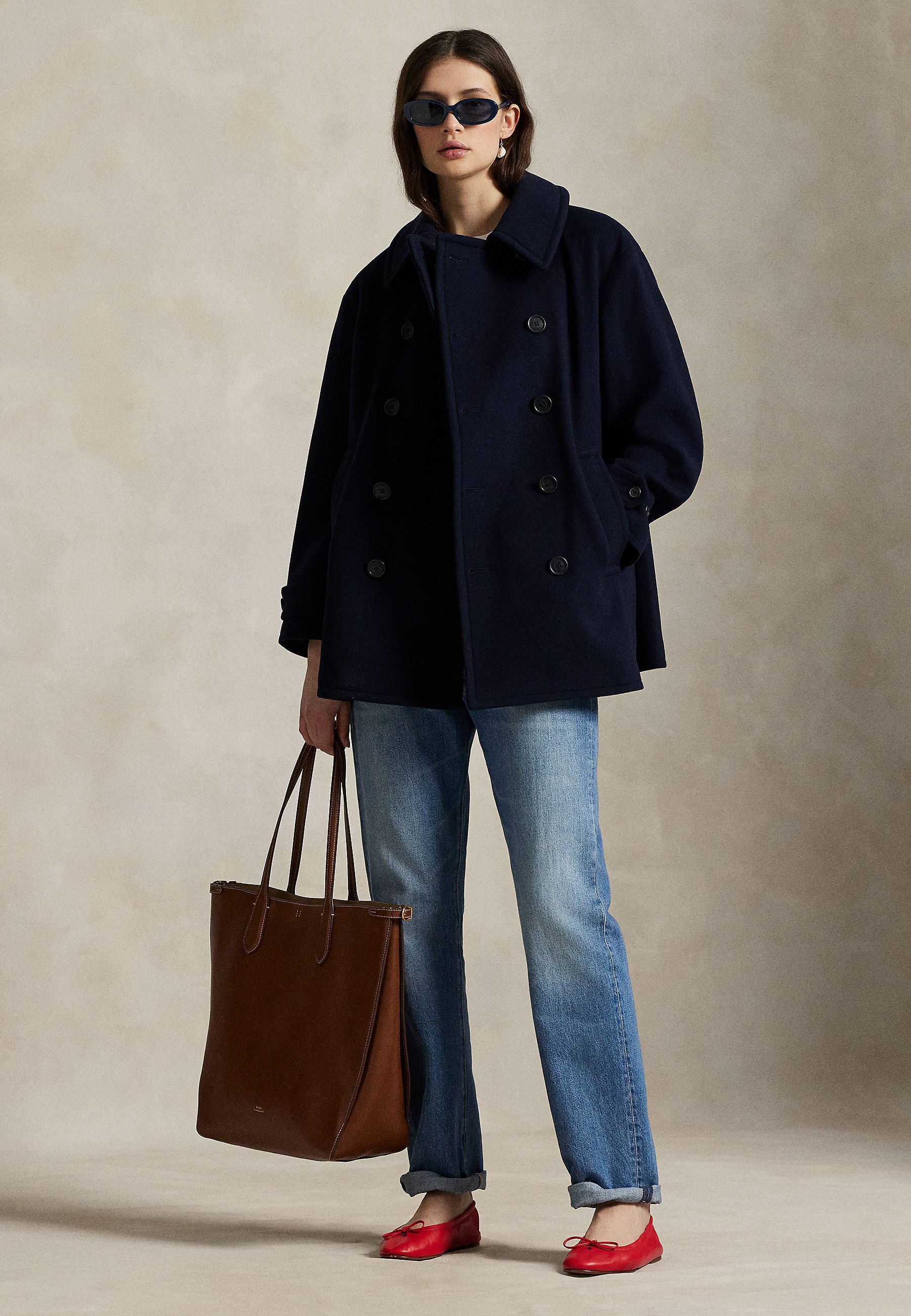 STRAITS /COAT / WOPO. MELTON NAVY、SIZE：L Polo Ralph Lauren WOOL MELTON PEACOAT - Short coat - ink/dark blue