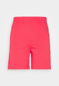 Bavlněné šortky v jasně růžové barvě s elastickým pasem, rovného střihu a prošívaným lemem. Hladký povrch, bez kapes.