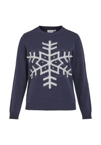 VILA VISNOWFLAKE LS CHRISTMAS - Maglione - navy blazer detail silver lurex