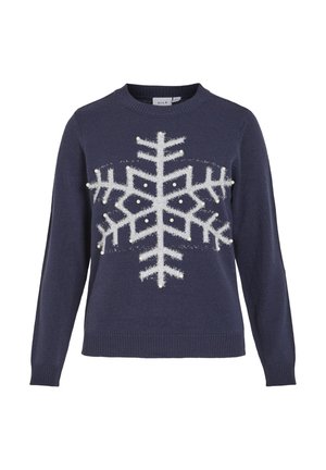 VILA VISNOWFLAKE LS CHRISTMAS - Vesta - navy blazer detail silver lurex