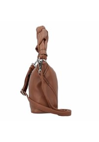 Braune Ledertasche mit strukturiertem Finish, einem geknoteten oberen Griff und einem abnehmbaren Schulterriemen. Mit silbernen Hardware-Akzenten ausgestattet.