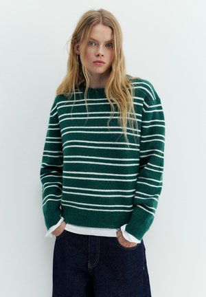 PULL&BEAR STRIPED - Svetr - dark green