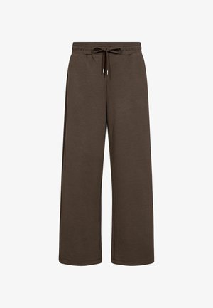 Brune bredde buks med elastisk talje og justerbar snøre. Blødt stof, der har sidelommer og en afslappet silhuet.