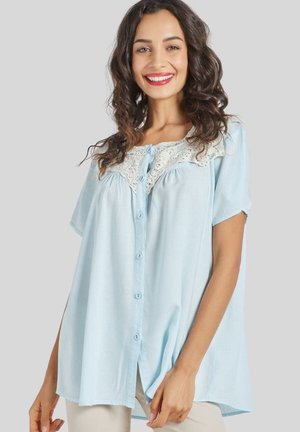 CON CUELLO DE CROCHET - Blusa - azul