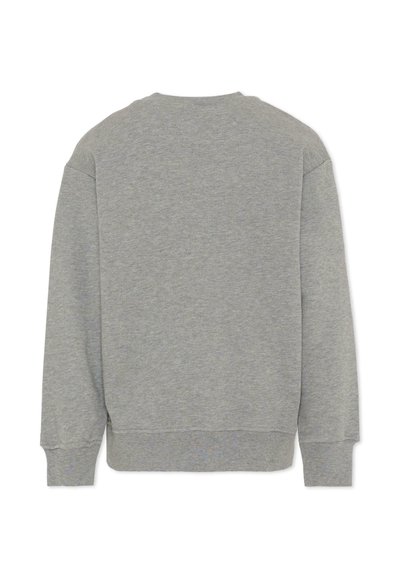 Grijze sweatshirt met een ronde hals, lange mouwen, ribgebreide boorden en zoom, gemaakt van een zachte katoenmix, met een gladde textuur.