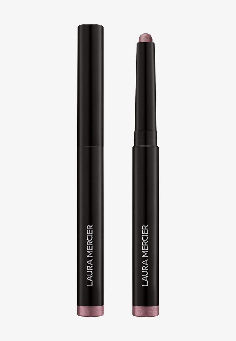 Laura Mercier Lippenstift, mit einem eleganten schwarzen Gehäuse und einer metallisch pinken Spitze, zylindrischer Form und glatter Textur.