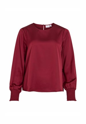 VILA, LONG SLEEVED TOP VIELLETTE ROUND NECK - T-shirt à manches longues - cabernet