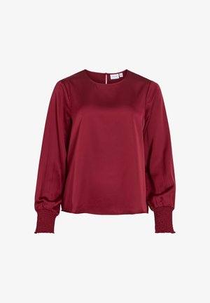VILA, LONG SLEEVED TOP VIELLETTE ROUND NECK - Langærmet T-shirt - cabernet