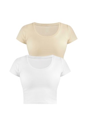 2 PACK  - T-Shirt basic - beige weiß