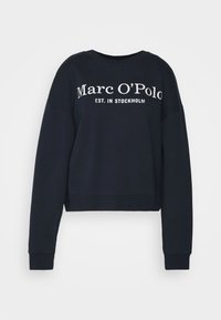 Marc O'Polo ROUND NECK MODERN COPPED FIT LOGOMANIA - Camisola - deep blue sea