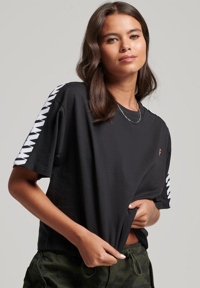 womens Swiss Logo Outline Boxy T-Shirt in OPTIC