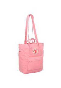 Vaaleanpunainen kantolaukku, joka on valmistettu kestävästä kankaasta, varustettu vetoketjullisella pääosastolla, ulkoisella taskulla sekä kahdella yläkahvalla kantamista varten.