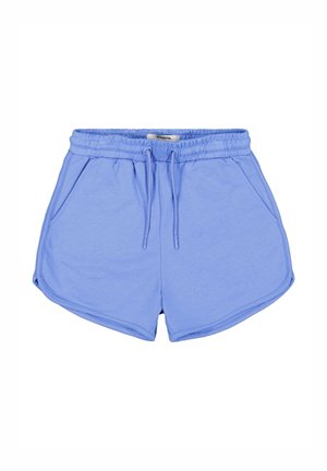 Lichtblauwe elastische taille short met zijzakken en een voorste trekkoord, gemaakt van zachte stof, casual en comfortabele stijl.