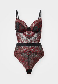 Ann Summers - Hold Me Tight - Kanten body met beugel in zwart en rood Ann Summers - Hold Me Tight - Kanten body met beugel in zwart en rood