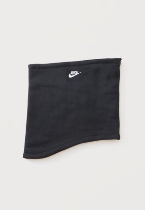 Черна кърпа за врата с бяло лого на Nike, центрирано близо до горния ръб, върху обикновен светъл фон.