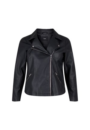 Zizzi BIKER - Faux leather jacket - black