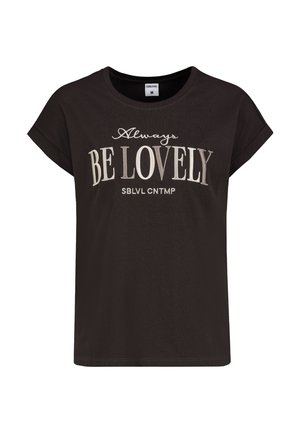 Sublevel, SUBLEVEL BASIC T-SHIRT MIT STICKEREI - Print T-shirt - brown