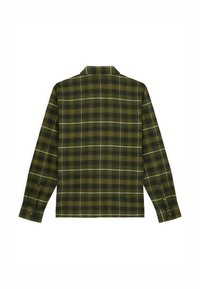 Groene en zwarte geruite blouse, lange mouwen, met kraagontwerp, knopenmanchetten, textiel met een geweven patroon.