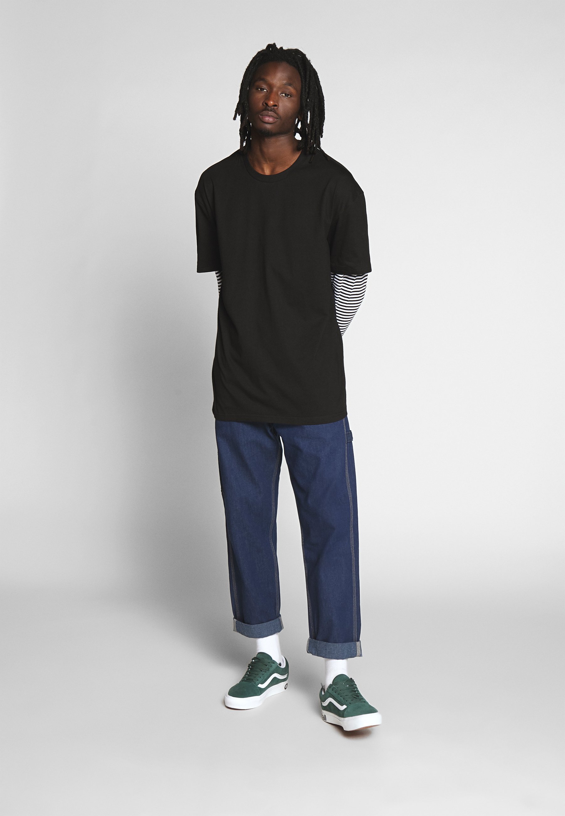 Urban Classics DOUBLE LAYER STRIPED TEE - Longsleeve - black/zwart