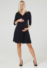 Chelsea Clark FLARED MATERNITY 3/4 SLEEVES - Džersejové šaty - black/white
