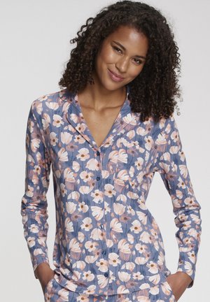 Nachtwäsche Shirt - blau-rosa-geblümt