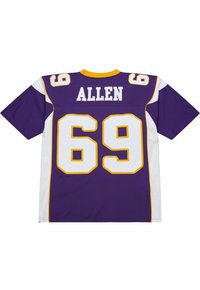 Lila und weiße Sporttrikots mit gelben Akzenten, Nummer 69 und dem Namen "ALLEN" auf dem Rücken.