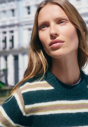 Next, REGULAR FIT - LONG SLEEVE CREW NECK KNITTED JUMPER - Jumper - green camel stripe