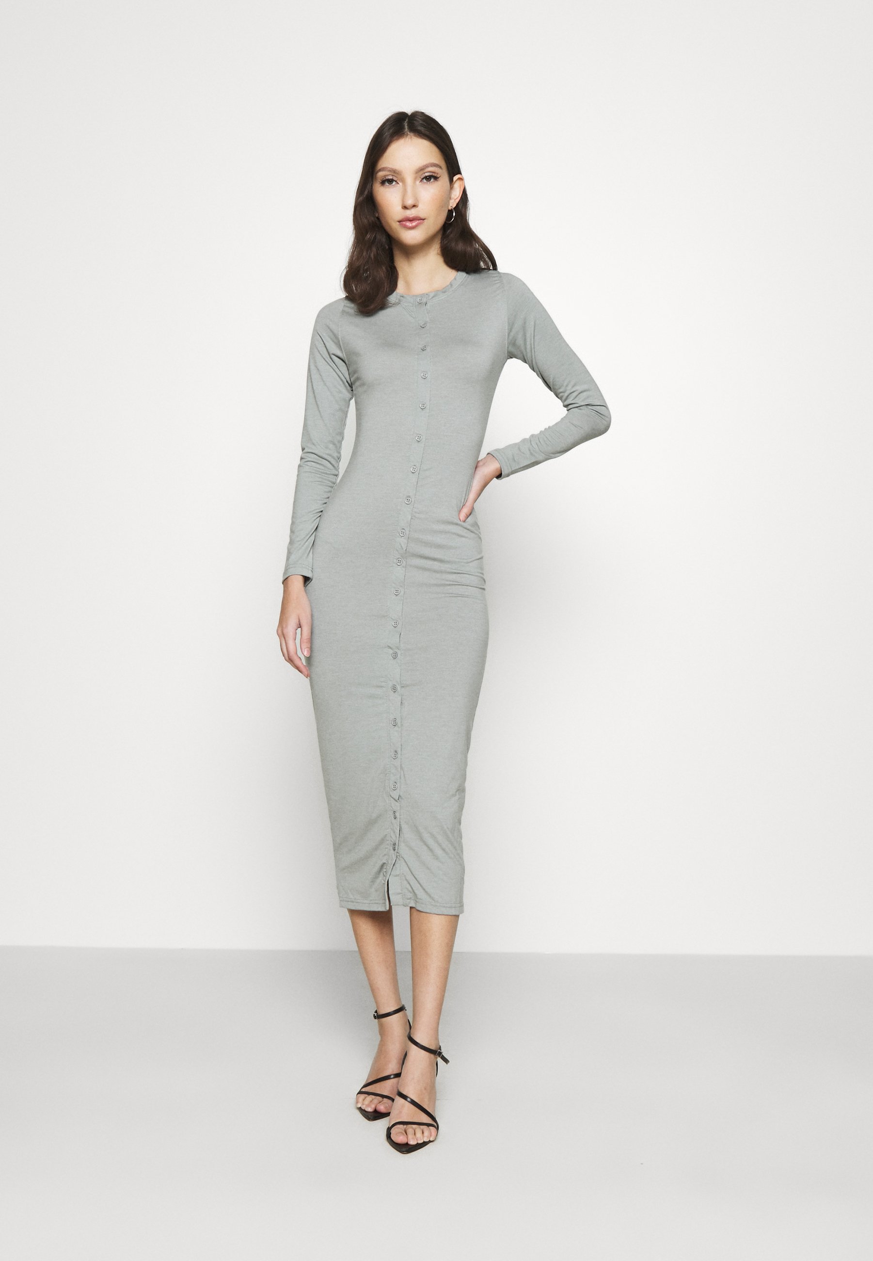 button through bodycon dress