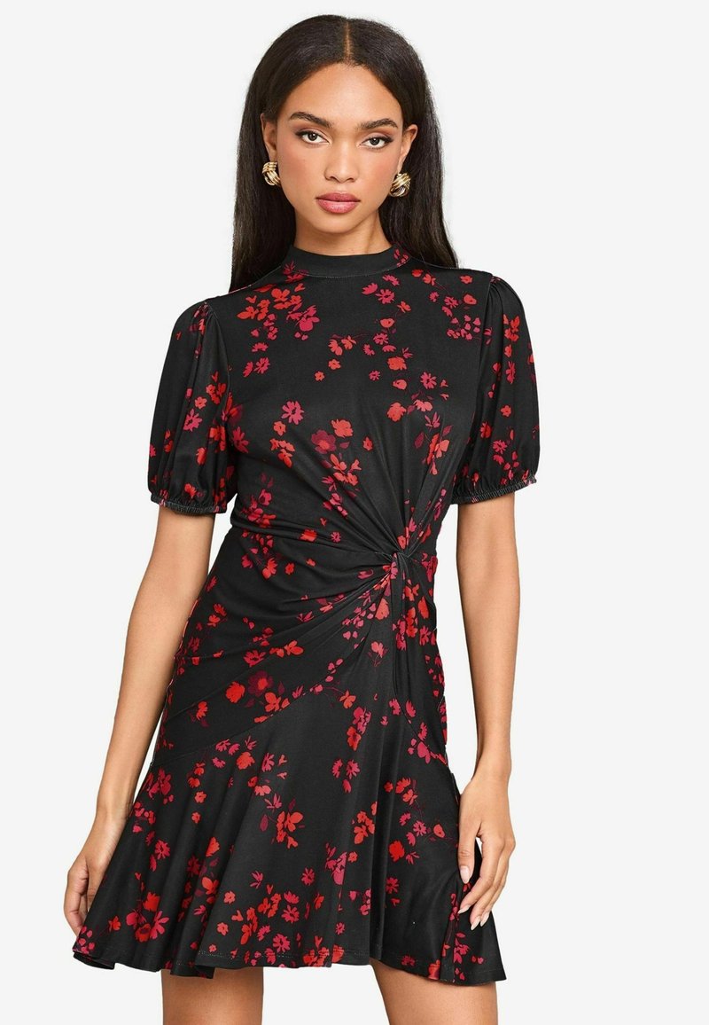 Lipsy REGULAR FIT - FLORAL PUFF SLEEVE RUCHED - Trikoomekko - black