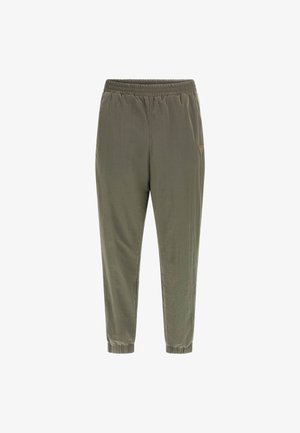 Leichte khakifarbene Jogginghosen mit elastischem Bund, schmal zulaufenden Bündchen, Seitentaschen und einem kleinen, dreieckigen Logoakzent.