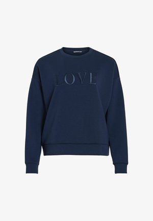 Mornarsko plava majica dugih rukava od mekog materijala s teksturiranim natpisom "LOVE" preko prednjeg dijela, s opuštenim krojem i rebrastim manšetama.