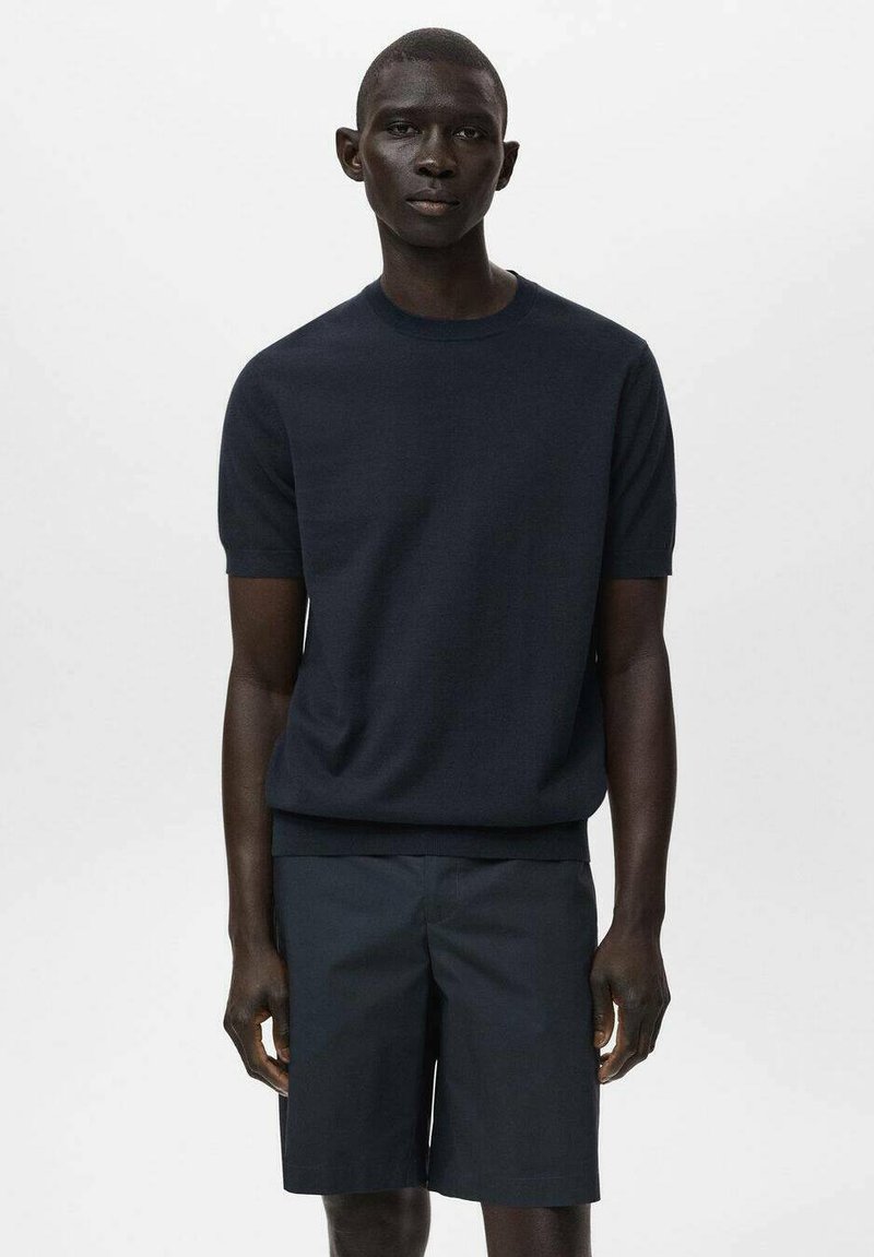 Mango - T-shirt basic - bleu nuit, Vergroten