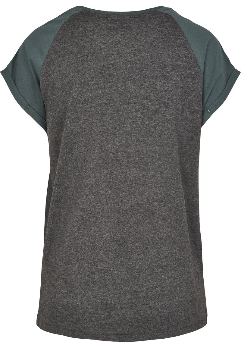 Damen T-Shirts | Urban Classics CONTRAST RAGLAN T-Shirt print charcoal/bottlegreen/dunkelgrau - OF07350 Damen T-Shirts | Urban Classics CONTRAST RAGLAN T-Shirt print charcoal/bottlegreen/dunkelgrau - OF07350
