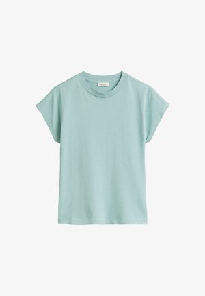 Heledsinine lühikeste varrukatega T-särk, mis on valmistatud pehmest puuvillast. Omab ümarat kaelust ja lõdvestunud lõiget. Sile tekstuur, minimaalne disain ilma mustriteta.
