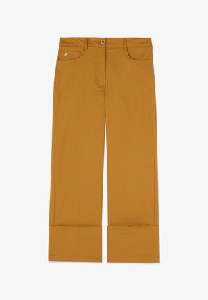 Oltre, PANTALONI CROPPED CON RISVOLTO - Pantalon classique - giallo