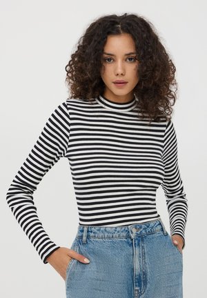 Terranova A LUPETTO CON RIGHE - Maglietta a manica lunga - nero