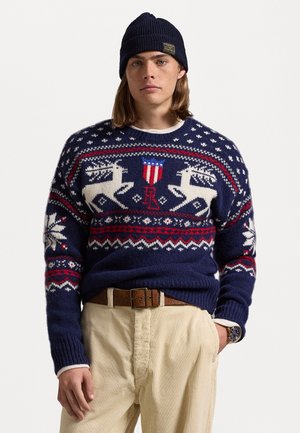 Polo Ralph Lauren DEER JACQUARD WOOL SWEATER - Jumper - navy combo
