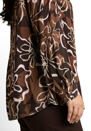 TOM TAILOR, BLOUSE EASY LONGSLEEVES SHAPE - Blouse - brown big flower design