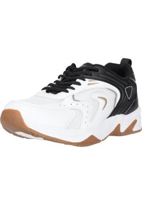 Herrarnas sportskor med ett ovandel i vit mesh, svarta syntetiska detaljer och en yttersula i gummigummi. Har svarta snören och subtila gulddetaljer.