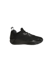 Zapatillas deportivas negras con parte superior de malla texturizada, puntera redondeada y suela de goma flexible. Presentan un cierre con cordones y una lengüeta en el talón.