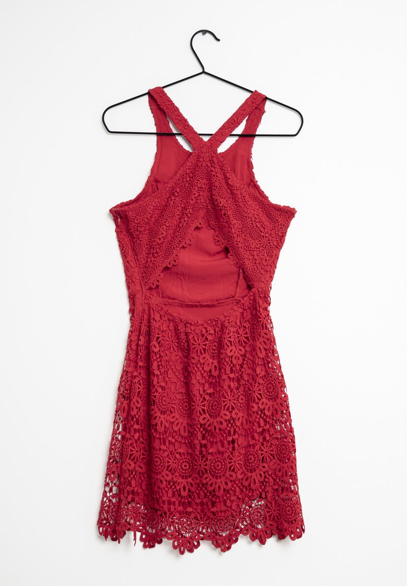 knee length dresses for ladies Hollister Womens Red Plaid Polyester Slip Dress Size S Round Neck Pull   Preworn