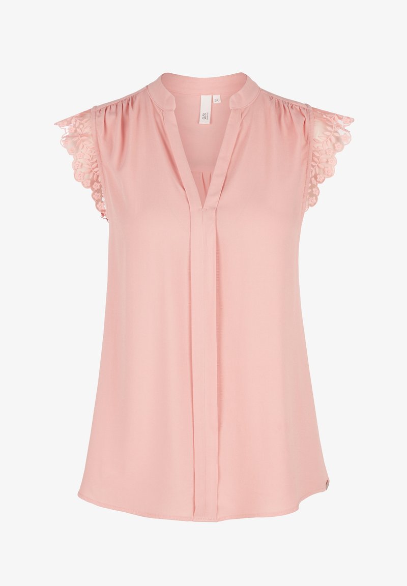 Q S Designed By Mit Spitzen Armeln Bluse Coral Rose Koralle Zalando At