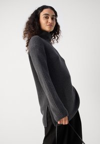 Marc O'Polo LONGSLEEVE STAND UP COLLAR - Strikkegenser - deep grey melange
